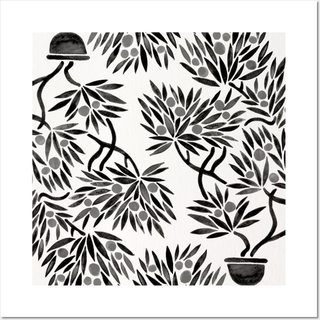 Black Bonsai Orange Wall Art by CatCoq